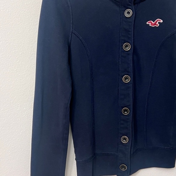 Hollister dark blue Black Button-Up Jacket sz S Y2K 314 - Picture 3 of 10